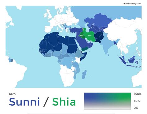 Shia And Sunni Population In World Map - United States Map