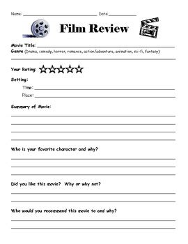 Movie Review Template by Lisa Gerardi | Teachers Pay Teachers