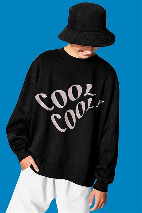 Black sweater mockup psd with COOL | Free PSD Mockup - rawpixel