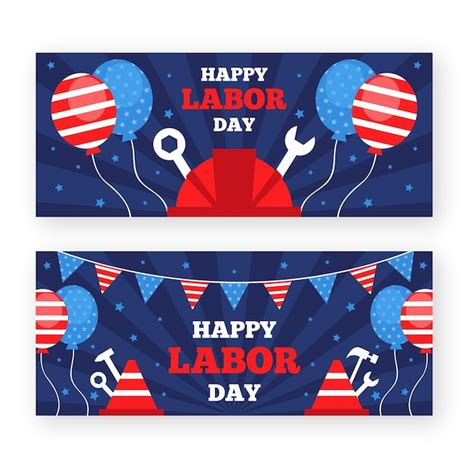 Free Vector | Flat design labor day horizontal banners