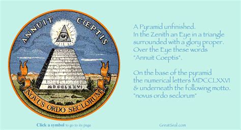 Symbols on the Reverse (Pyramid & Eye) Side of the Great Seal of the ...