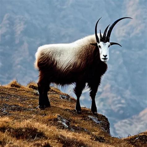 mountain goat with magnificent horns | Stable Diffusion