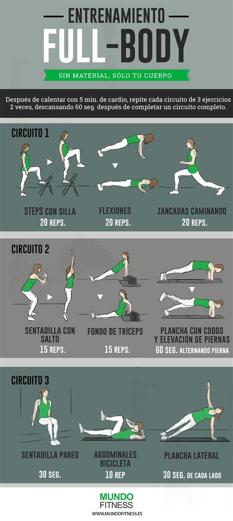 Infografía de entrenamiento full-body | Fitness body, Bodyweight workout, Hiit