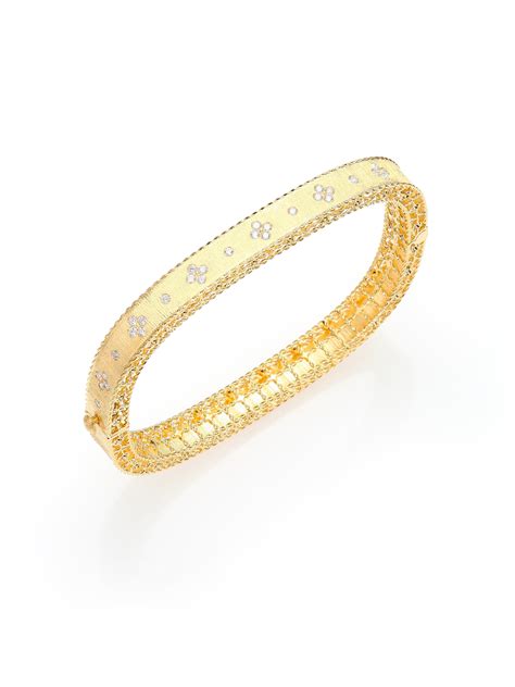 Roberto coin Princess Diamond & 18k Yellow Gold Bangle Bracelet in ...