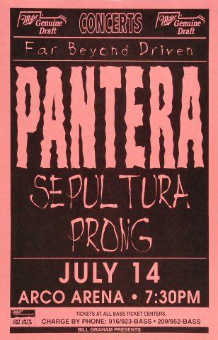 Pantera Poster from Arco Arena, Jul 14, 1994 | Wolfgang's