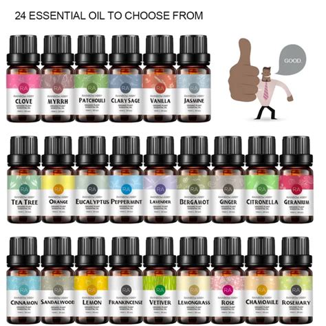 24 Flavors Pure Plant Essential Oils For Aromatic Aromatherapy ...