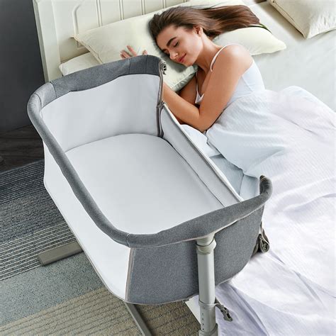 RONBEI 2 in 1 Baby Bassinet Bedside Sleeper Adjustable Bassinet Sleeper Portable Bedside Crib ...