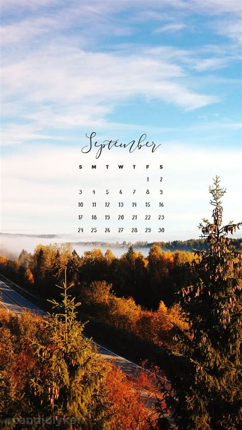 Fall sky ocean blue clouds colorful leaves September calendar 2017 wallpaper you can download ...