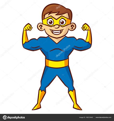 Superhéroe niño Personaje de dibujos animados Ilustración de stock de ...