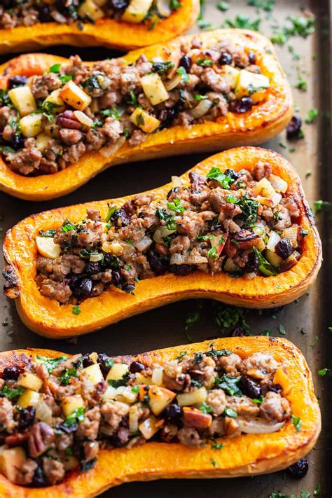 Sausage Stuffed Butternut Squash {Paleo, Whole30}