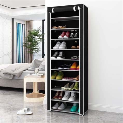 Zimtown 10 Tiers 9 Lattices Shoe Rack Shelf Storage Closet Organizer ...