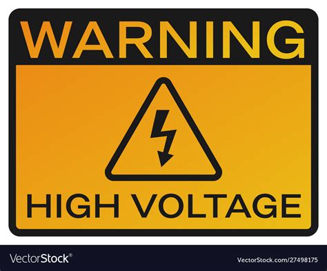 High voltage sign yellow symbol with warning text Vector Image