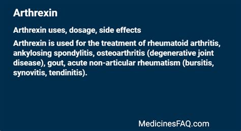 Arthrexin: Uses, Dosage, Side Effects, FAQ - MedicinesFAQ