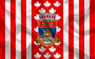 Download wallpapers Coat of arms of Quebec City, Canadian flag, silk ...