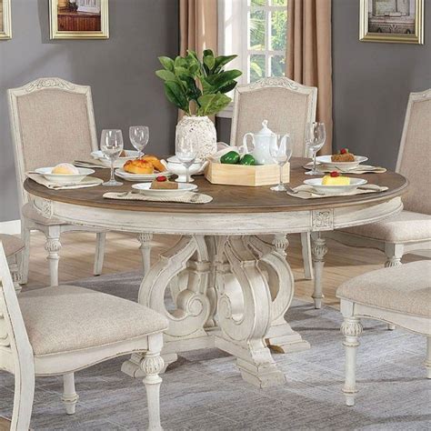 Arcadia Round Dining Table (Antique White) by Furniture of America | FurniturePick