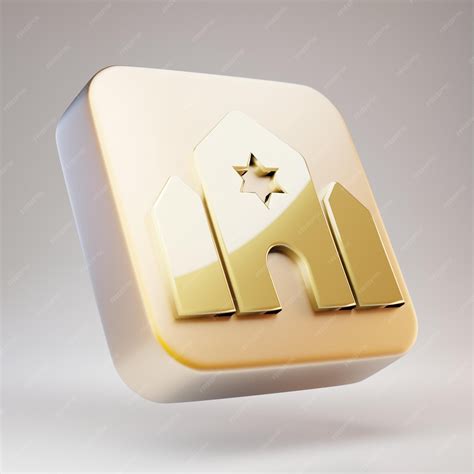 Premium Photo | Synagogue icon. golden synagogue symbol on matte gold plate. 3d rendered social ...