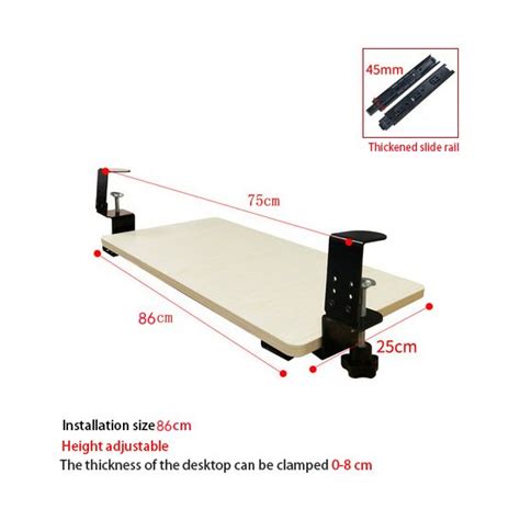 Installation-free Desktop Clamp Table Slide Rail Keyboard Tray ...