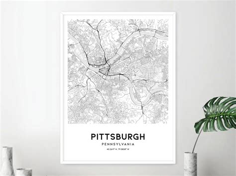 Pittsburgh Map Print Pittsburgh Map Poster Wall Art Pa City - Etsy