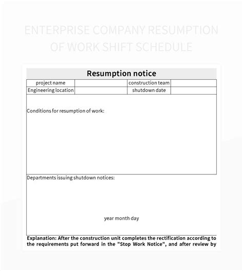 Enterprise Company Resumption Of Work Shift Schedule Excel Template And ...