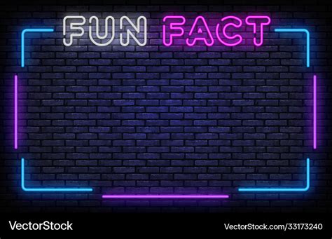 Fun fact neon frame sign design template Vector Image