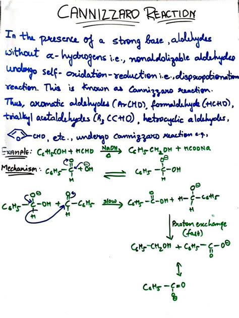 CANNIZZARO REACTION | Reactions, Books free download pdf, Self