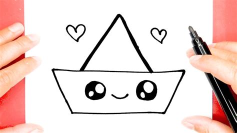 HOW TO DRAW A CUTE PAPER BOAT, STEP BY STEP, DRAW CUTE THINGS - YouTube