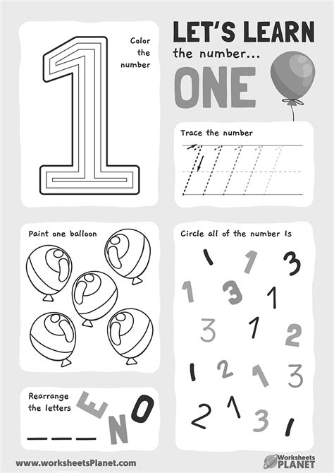 Learning Numbers Worksheets for Kindergarten