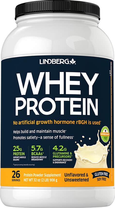 Whey Protein Natural (Unflavored & Unsweetened), 2 lbs (908 g) Bottle ...