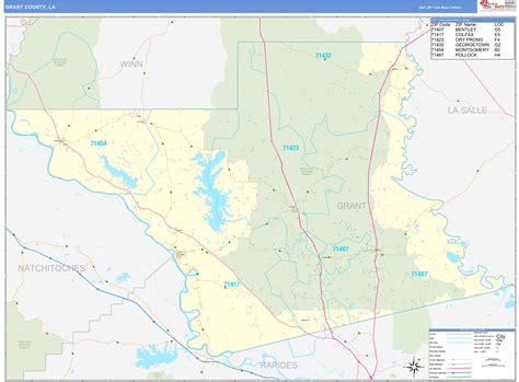 Grant County, LA Zip Code Wall Map Basic Style by MarketMAPS - MapSales