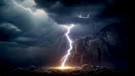 Premium AI Image | Flash of lightning on dark background