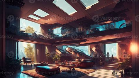 concept art future modern house at sci-fi city , generative art by A.I. 21772235 Stock Photo at ...