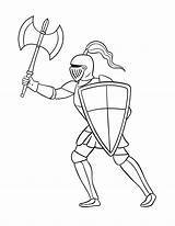 Premium Vector  Knight Holding Axe And Shield Isolated Coloring sketch template