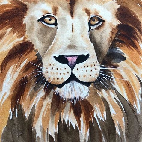 Watercolor lion, lion art, lion nursery, watercolor animals, safari nursery, safari animals ...