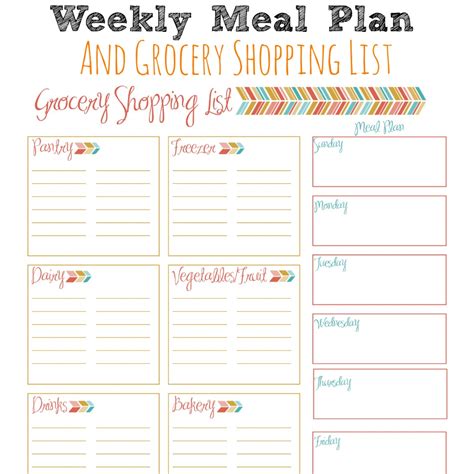 Weekly Meal Planner and Grocery Shopping List