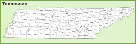 Tennessee county map - Ontheworldmap.com