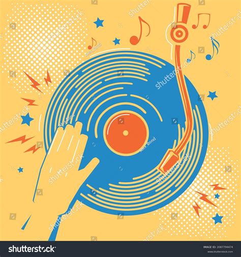 Color Vinyl Turntable Notes Dj Hand Stock Vector (Royalty Free ...