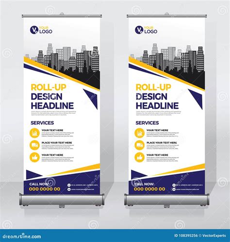 Roll Up Banner Design Template, Vertical, Abstract Background, Pull Up Design, Modern X-banner ...