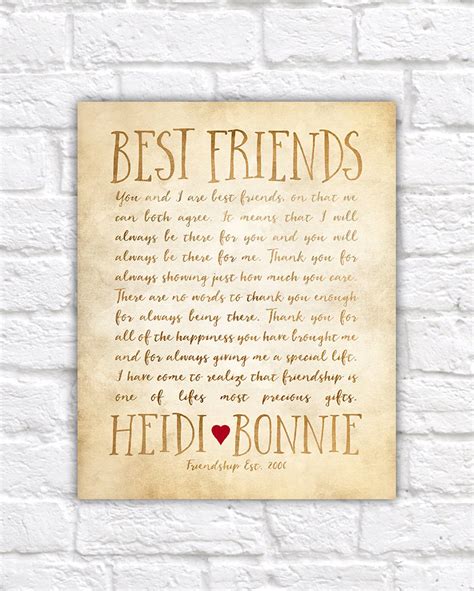 Buy Custom Letter for Best Friend Art, Friendship Poem, Birthday or Thank You Gift BFF, Friend ...