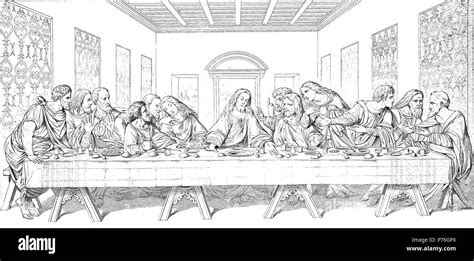 The Last Supper, by Leonardo da Vinci, digital improved reproduction of an original print from ...