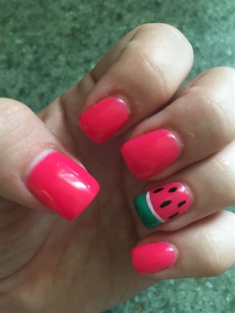 Watermelon Nails Acrylic and Gel Polish Best Gel Nail Polish, Nail Polish Trends, Powder Nail ...