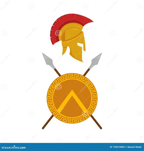 Spartan Shield, Helmet and Spears Logo Design. Vector. Stock Vector - Illustration of brave ...