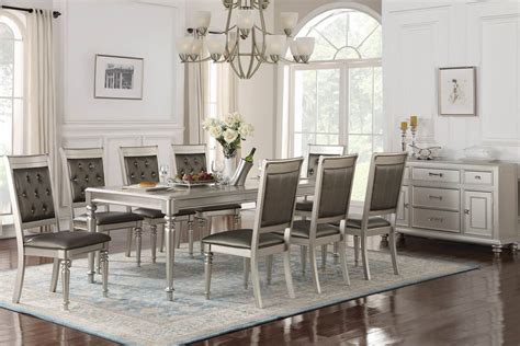 9 Piece Silver Dining Room Set | Affordable Home Furniture