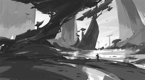 ArtStation - Composition Sketches, Liang Mark | Environment sketch, Landscape concept ...