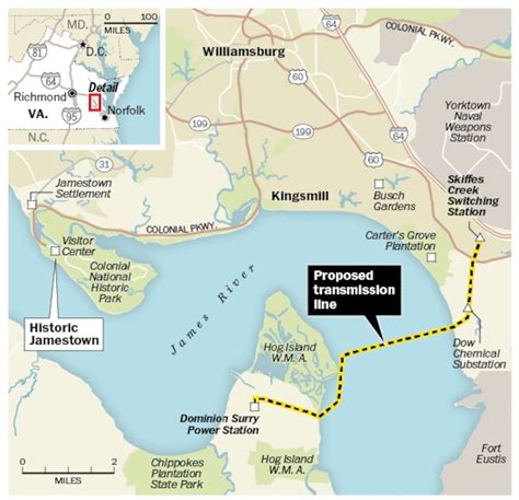 Proposed transmission line over James River - The Washington Post