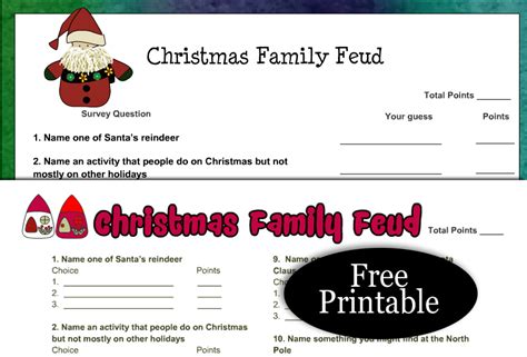 Free Printable Christmas Family Feud Game