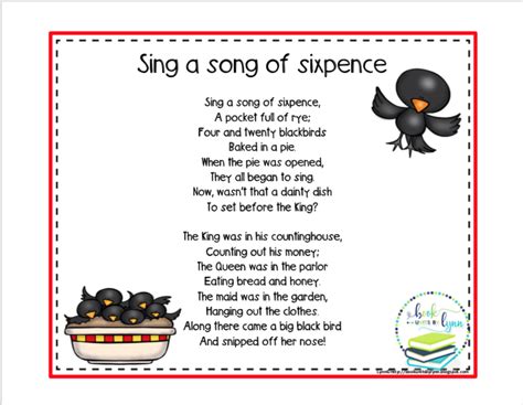 SING A SONG OF SIXPENCE NURSERY RHYME SEQUENCE CRAFT ~ Book Units by Lynn