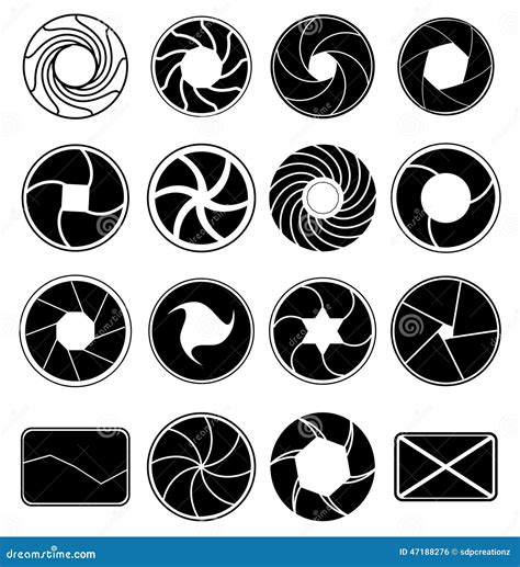 Camera Lens Shutter Icons Set Stock Vector - Image: 47188276