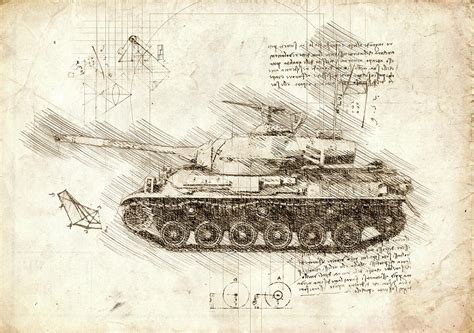 Military tank sketch Digital Art by Northpoint Prints