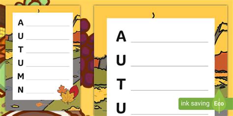 Autumn Acrostic Poem Template - KS1 - English Resources