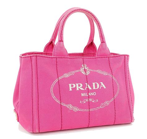 Authentic PRADA Pink Canvas Canapa 2-Way Shoulder Tote Bag Purse #34023 ...